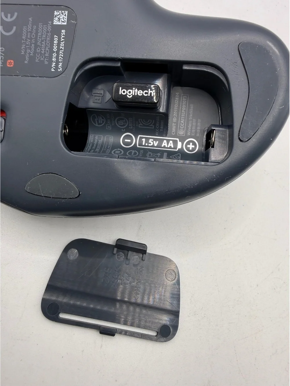 Logitech M570 Wireless Trackball Mouse Gray with usb receiver